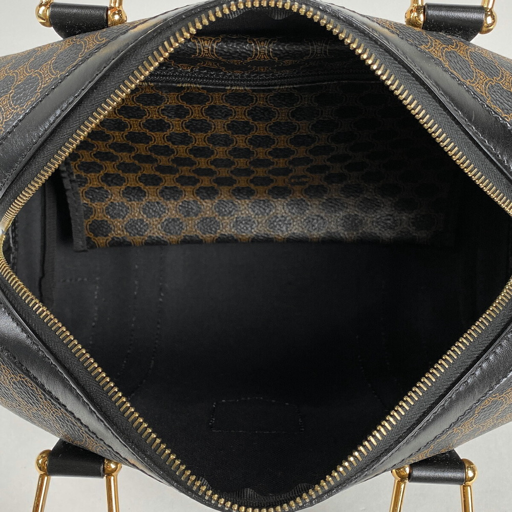 Celine Macadam Handbag Boston Bag Canvas Black Brown - Picture 6 of 6